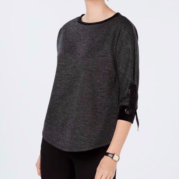 NEW CHARTER CLUB ATHLEISURE TOP Grey Black - Picture 1 of 7